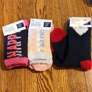 GAP Fuzzy Socks Trio - Pink, Black, Red